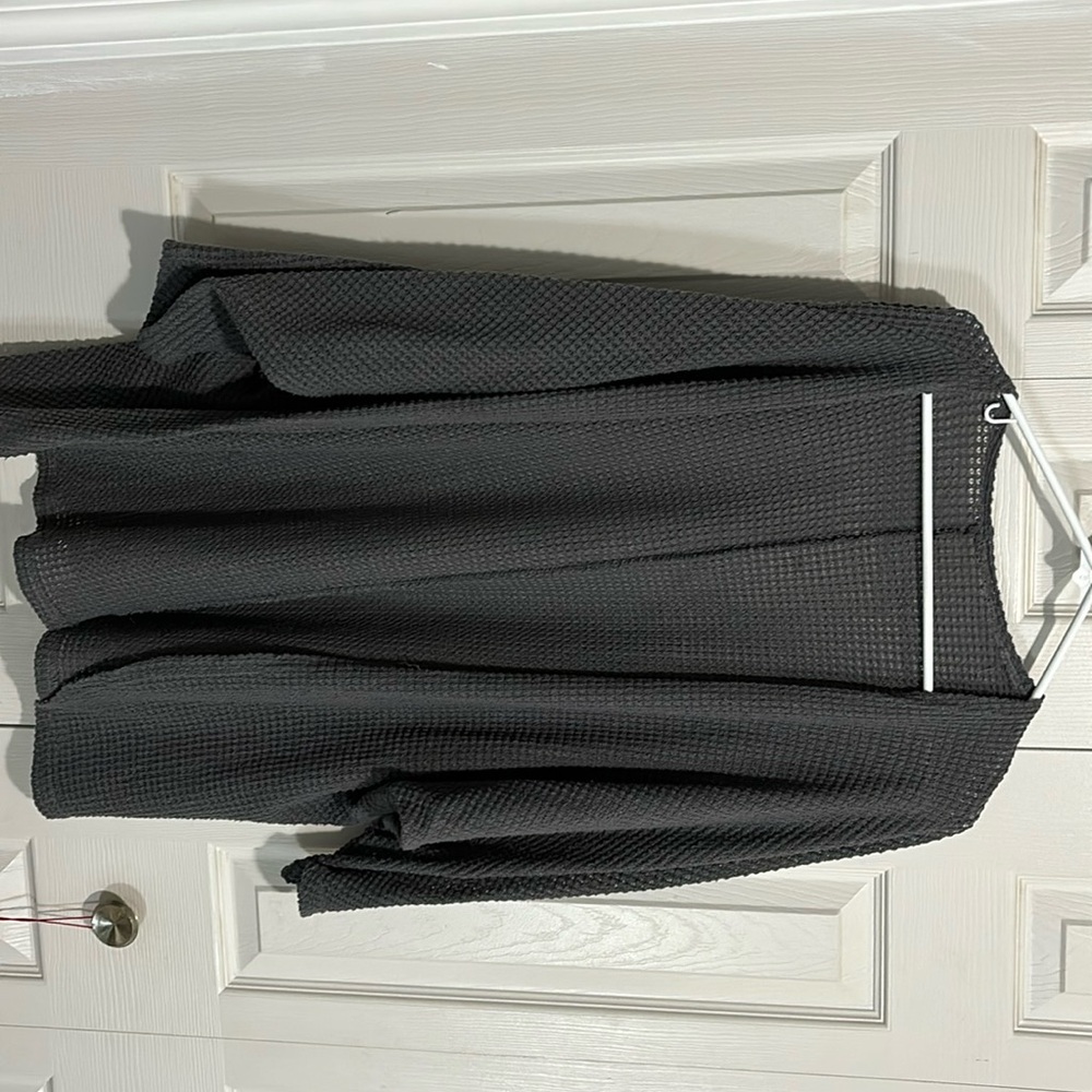GREY WAFFLE KNIT CARDIGAN